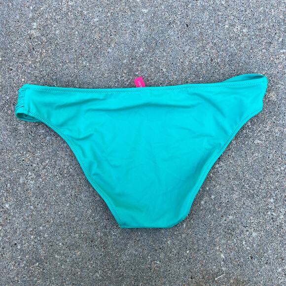 Victoria's Secret teal turquoise ruched side bikini swim bottoms LARGE - Picture 2 of 4